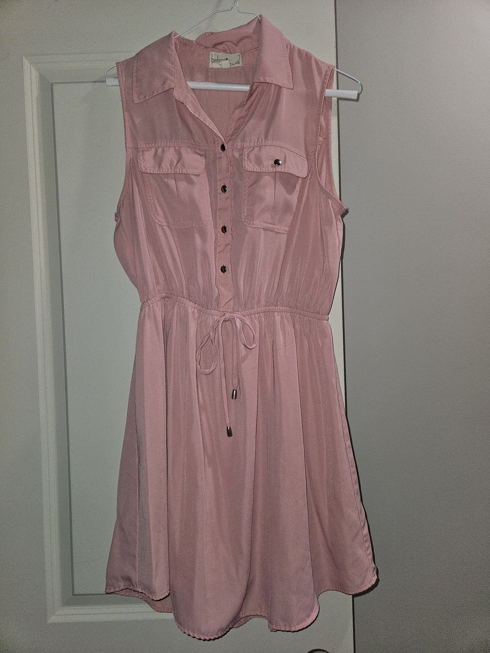 BeBop Blush Pink Sleeveless Drawstring Shirt Dress